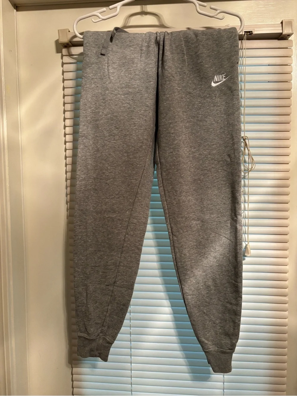 Nike Light Heather Grey Joggers with White Swoosh